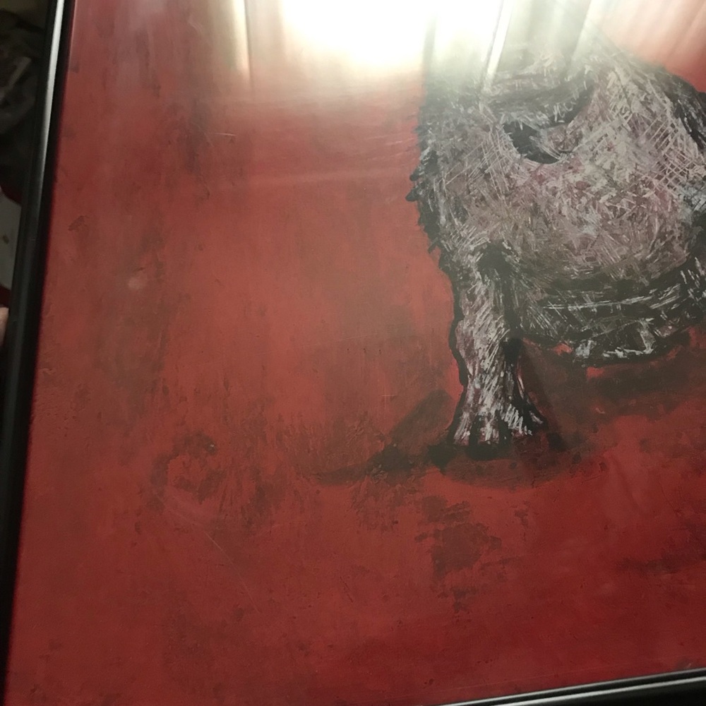 Framed Dog Art Print - Red and Black - Picture 4 of 5
